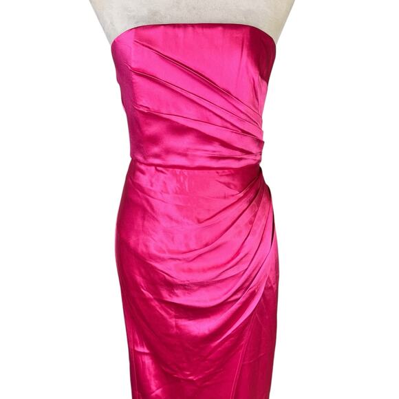 Sau Lee NWT Priyanka Hot Pink Satin Strapless Formal Maxi Gown Prom Dress - Picture 5 of 11
